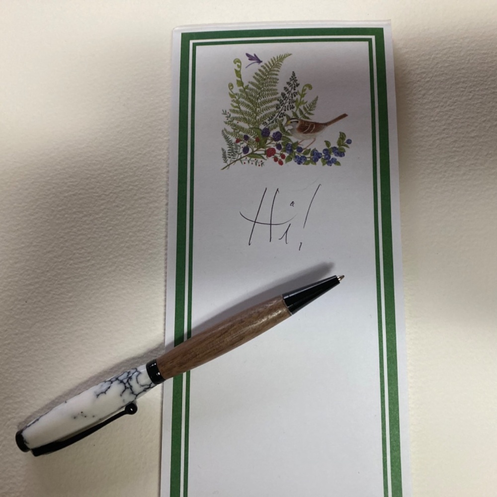 Artist Pen “Hand Turned” Combination Black Walnut Wood/White Marble Acrylic - Picture 12 of 13